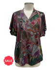 Inoah SHORT SLEEVE V GARDEN TOP - ORIGINALLY $89