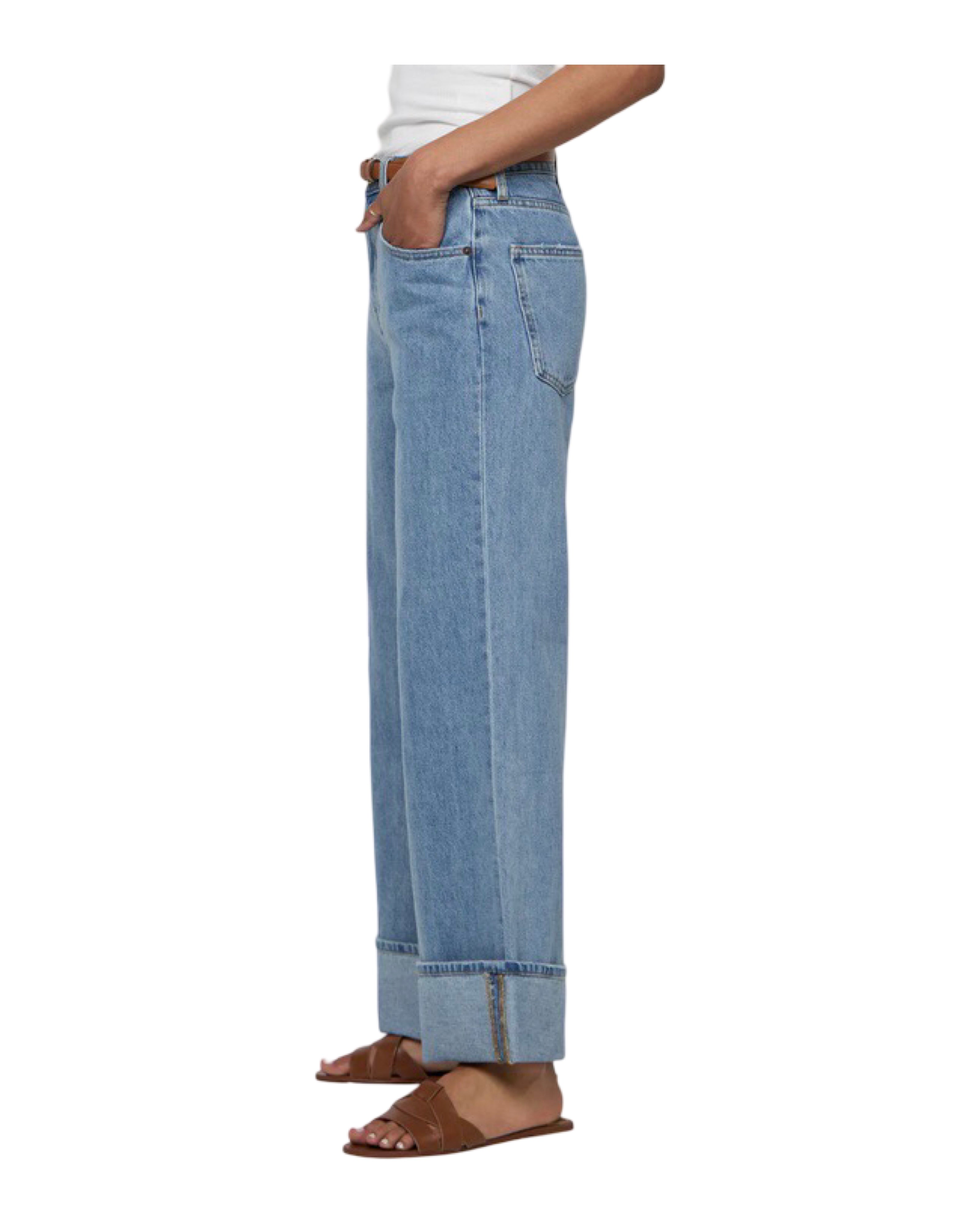 Oliver Logan HI WAIST CUFF WIDE LEG JEAN PARKER – Marigold Clothing