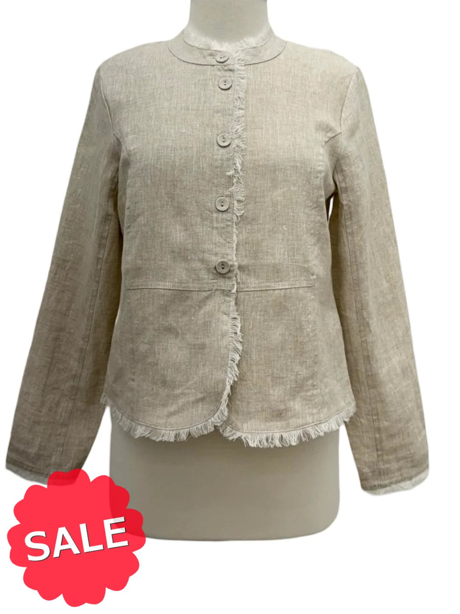 Foil LINEN FRINGE JACKET - Originally $165 – Marigold Clothing