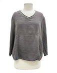 Fenini LONG SLEEVE V NECK LINEN TOP