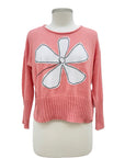 Red Threads LONG SLEEVE CROP FLOWER SWEATER