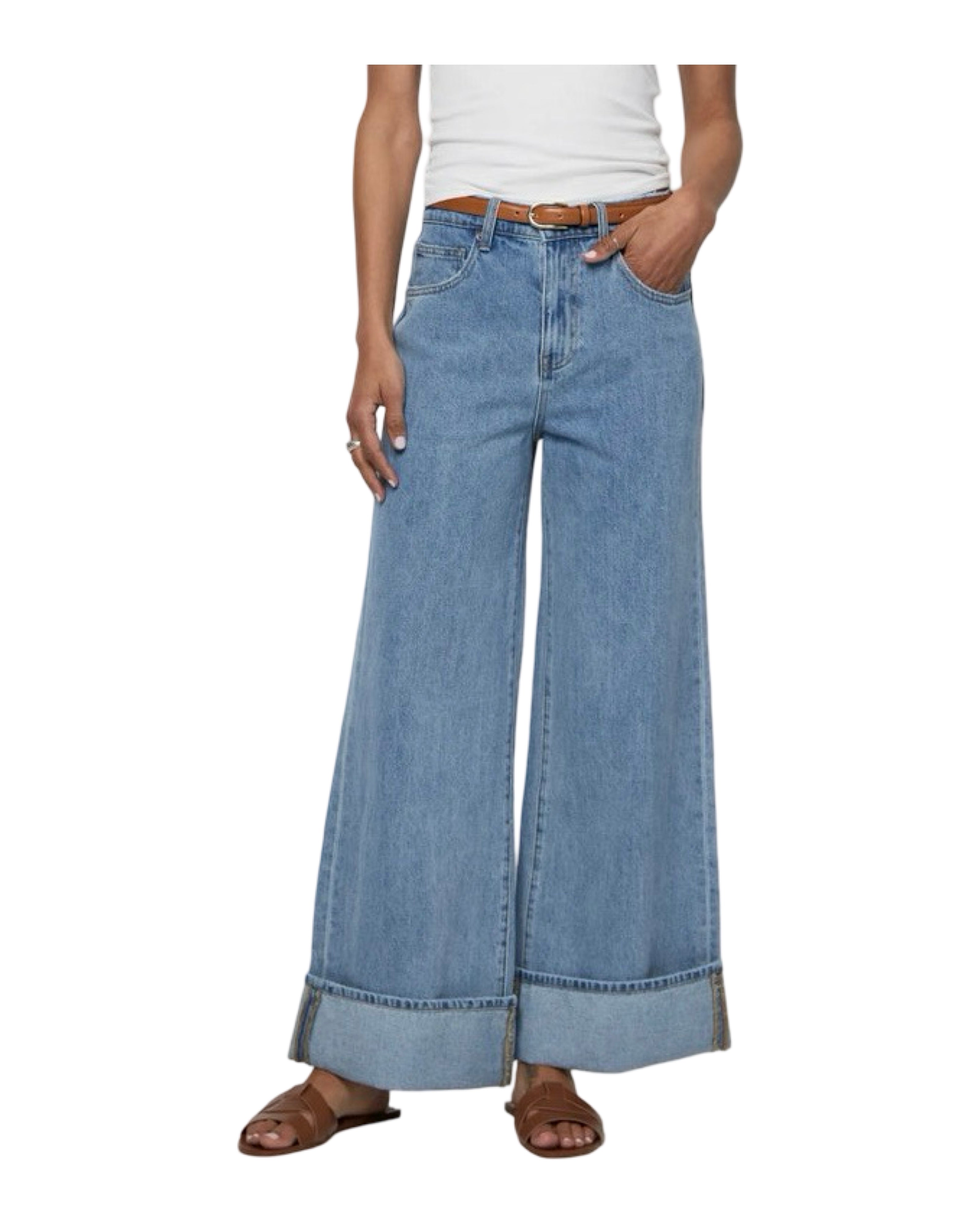 Oliver Logan HI WAIST CUFF WIDE LEG JEAN PARKER – Marigold Clothing