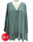 Scandal Italy LONG SLEEVE GAUZE EYELET TOP - ORIGINALLY $149