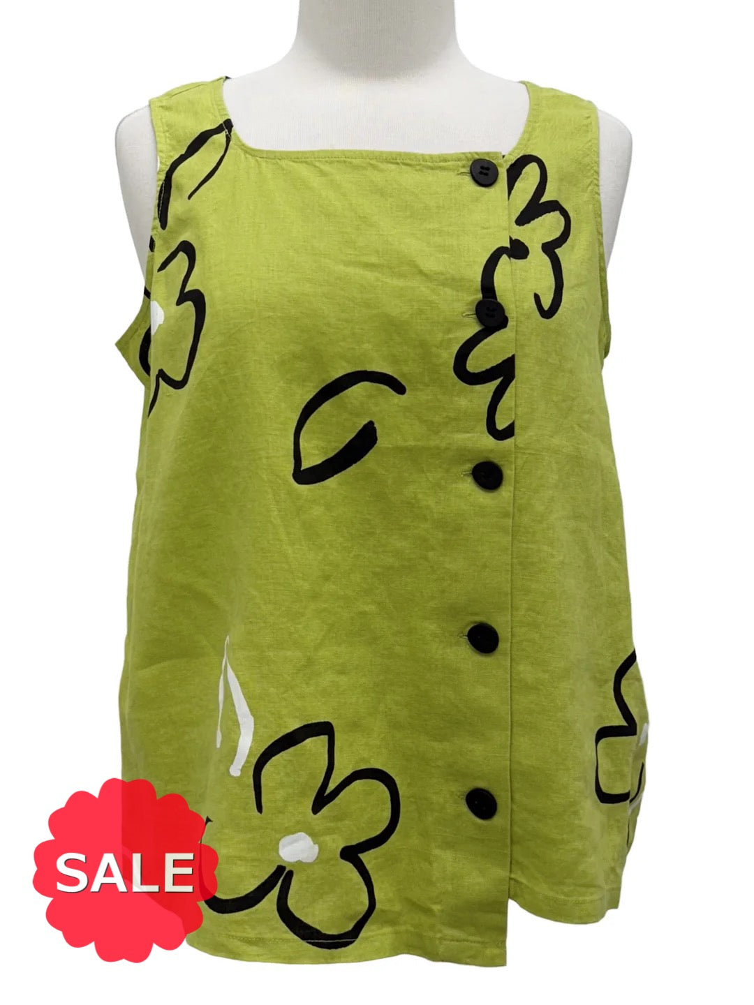 Olivia by Habitat SLEEVELESS PRINT BUTTON BLOUSE - ORIGINALLY $109 šµ