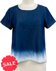 Blueberry DENIM OMBRE SHORT SLEEVE TOP - Originally $119 🔵