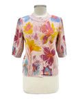 IVKO SHORT SLEEVE FLORAL CARDI SWEATER