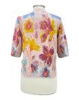 IVKO SHORT SLEEVE FLORAL CARDI SWEATER