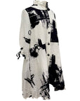Moonlight PRINT HI COLLAR TUNIC BLOUSE