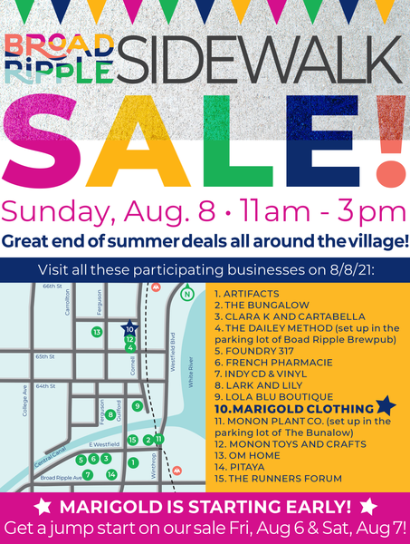 Broad Ripple Sidewalk Sale, Aug. 8, 11-3