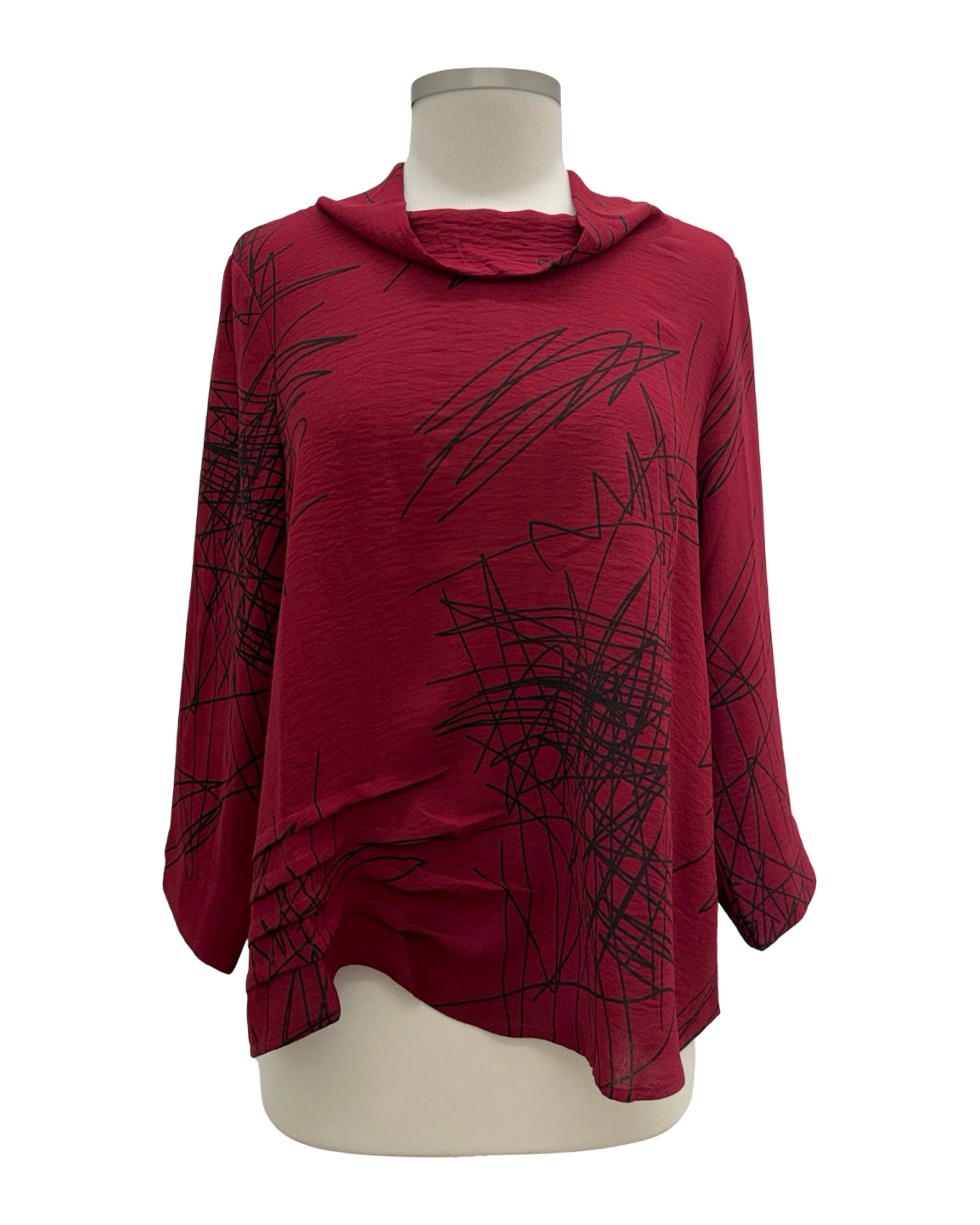 Shana MOCK NECK SCRIBBLE TOP