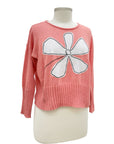 Red Threads LONG SLEEVE CROP FLOWER SWEATER