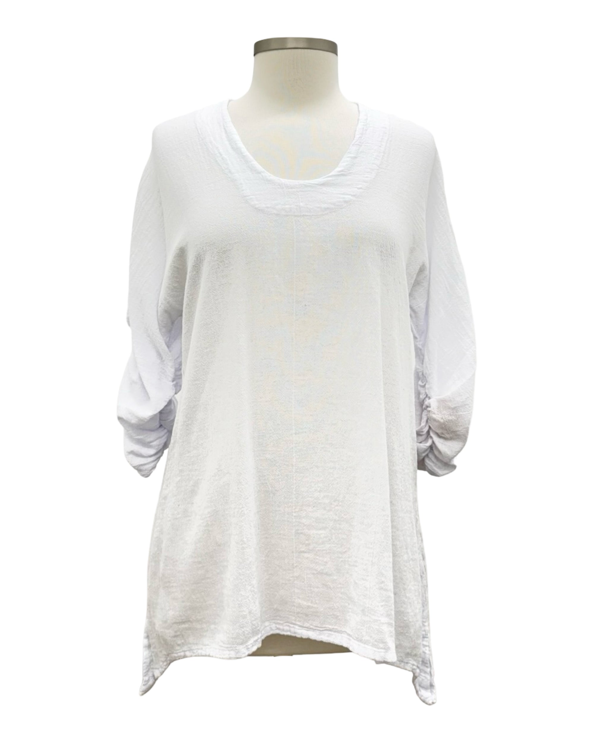Oh My Gauze SCOOP RUSCH SLEEVE TOP ARTY
