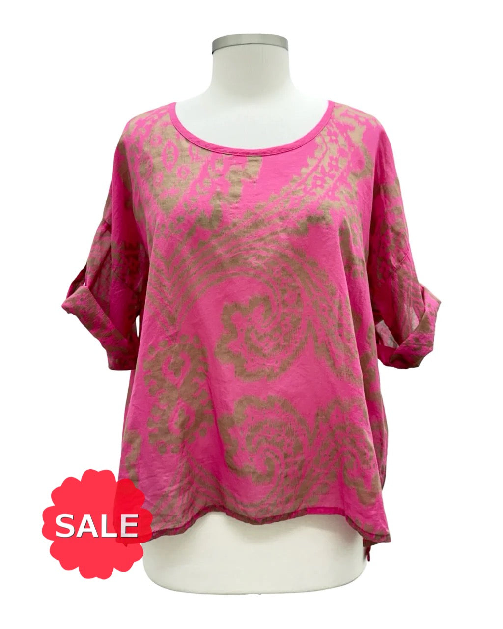 Blueberry VOILE BATIK SHORT SLEEVE BLOUSE - Originally $96