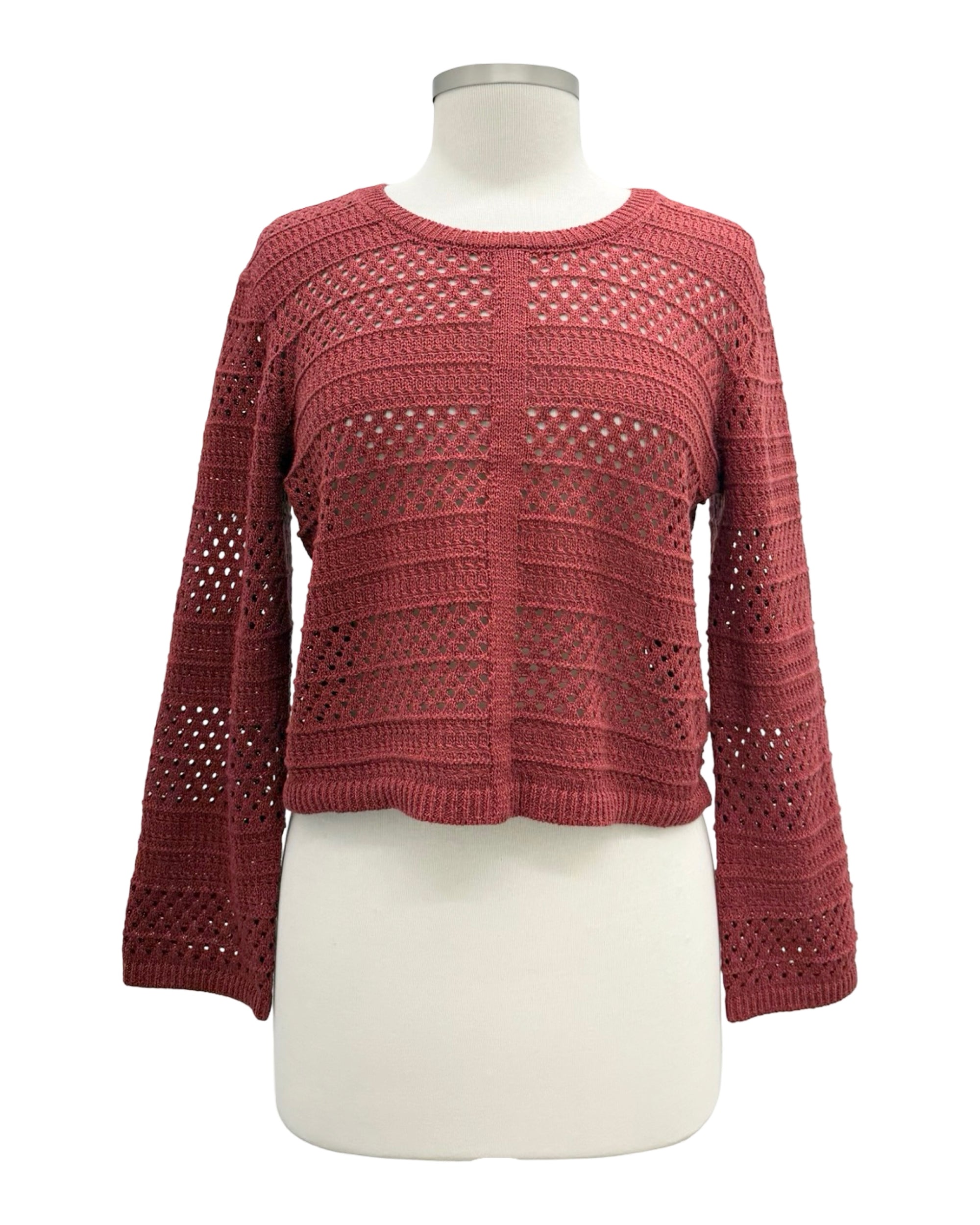Foil LONG SLEEVE WOVEN PULLING STRING SWEATER