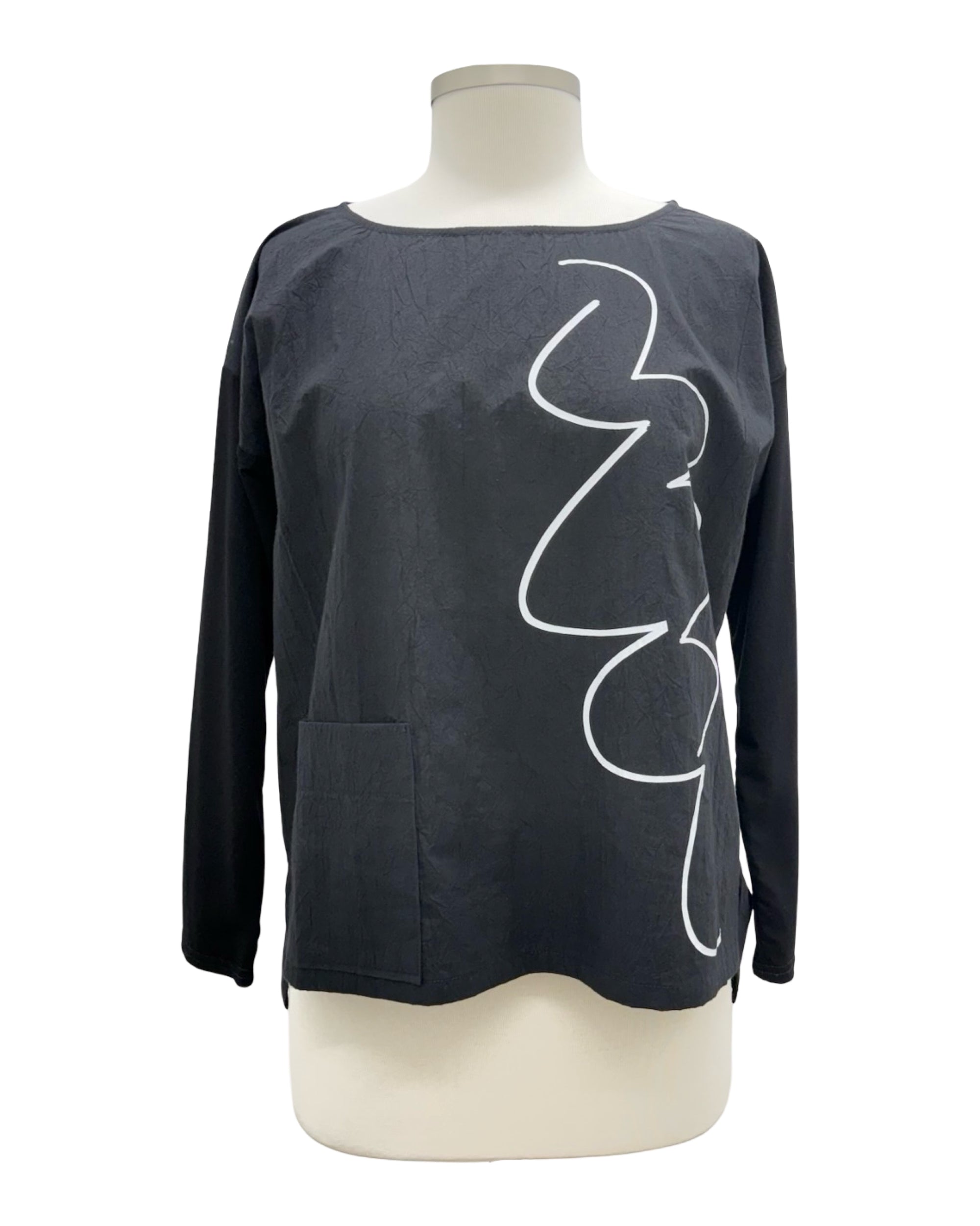 Andrea Geer CROP LONG SLEEVE CRINKLE TOP