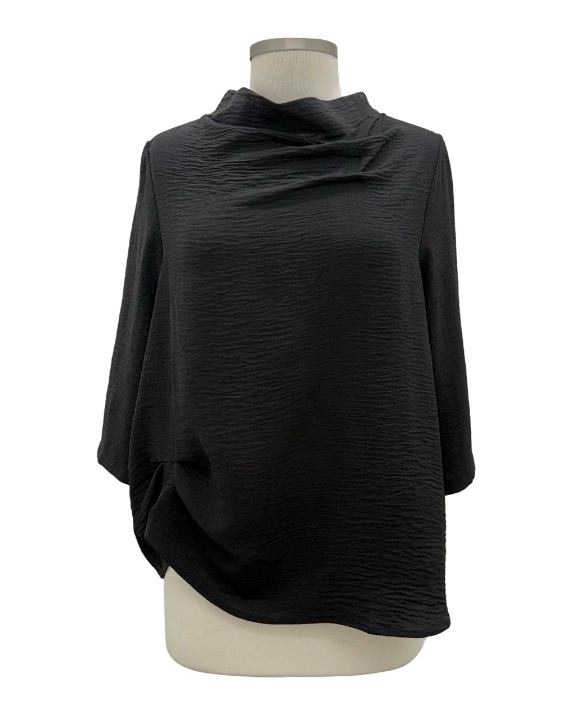 Shana RUSCHED NECK BLOUSE 3/4 SLEEVE