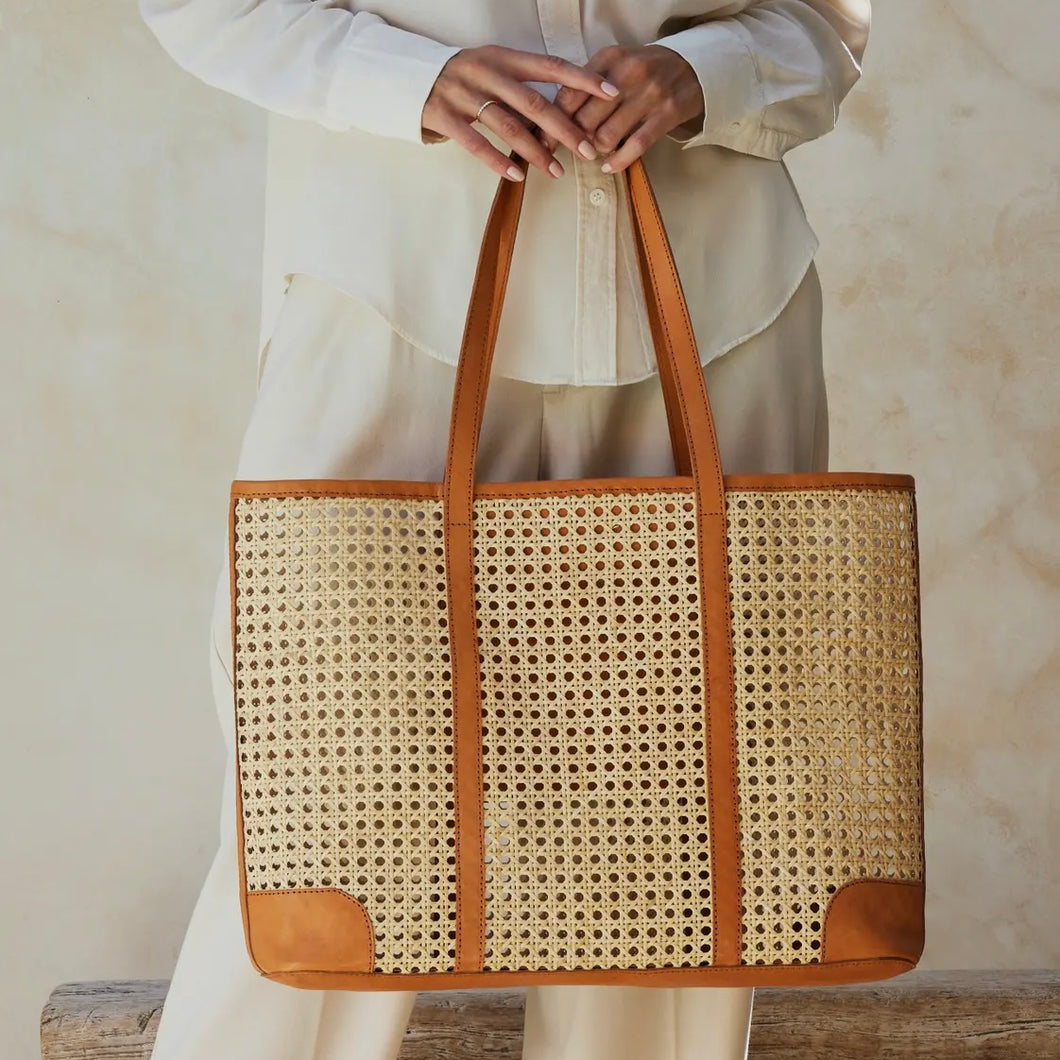 The Winding Road LARGE CANE WEAVE TOTE