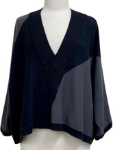 Load image into Gallery viewer, Cynthia Ashby DEEP VNECK TWO TONE SWEATER EVAN
