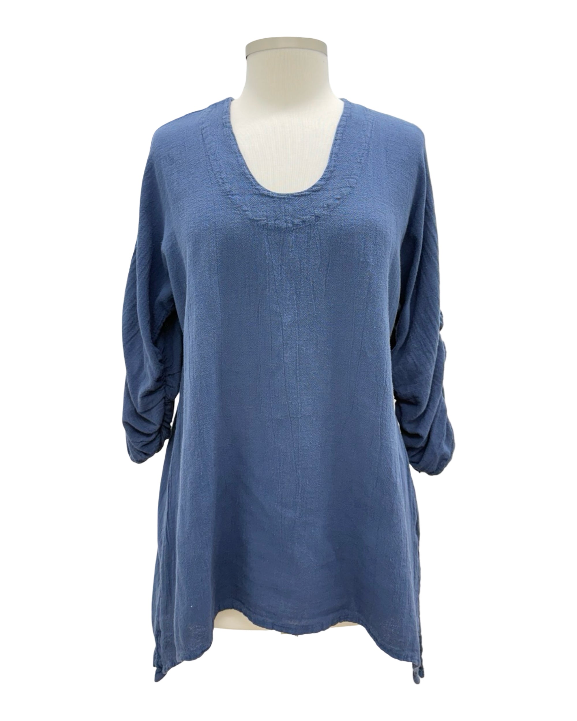 Oh My Gauze SCOOP RUSCH SLEEVE TOP ARTY