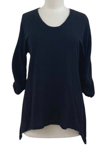 Oh My Gauze RUSCHED SLEEVE SCOOP TOP