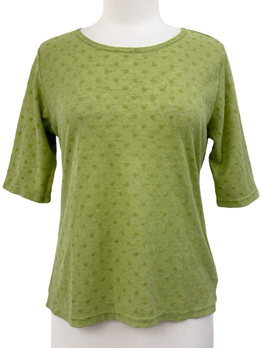 Cut Loose DOT MESH ELBOW SLEEVE FITTED CREW TOP - Originally $69 🔵