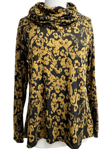 Cut Loose FLORAL JACQUARD COWL NECK TOP