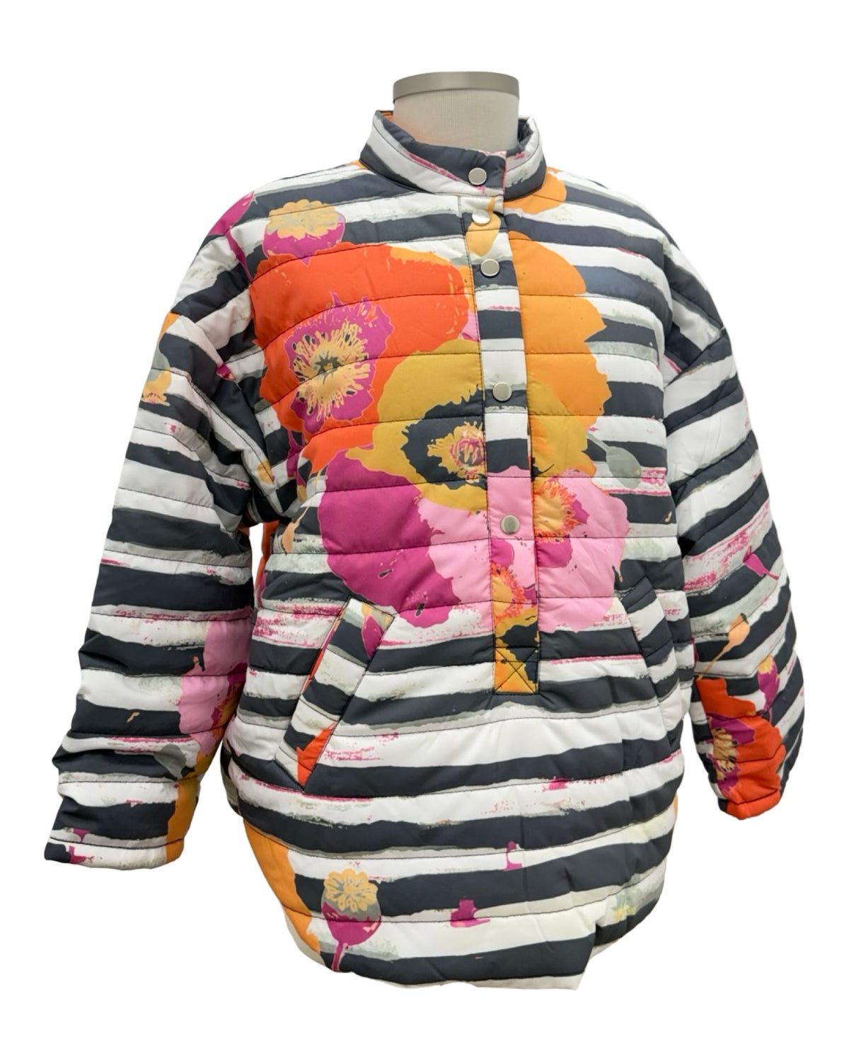 Shana PULLOVER PUFFER JACKET STRIPE