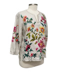Johnny Was SPLIT NECK LINEN BLOUSE