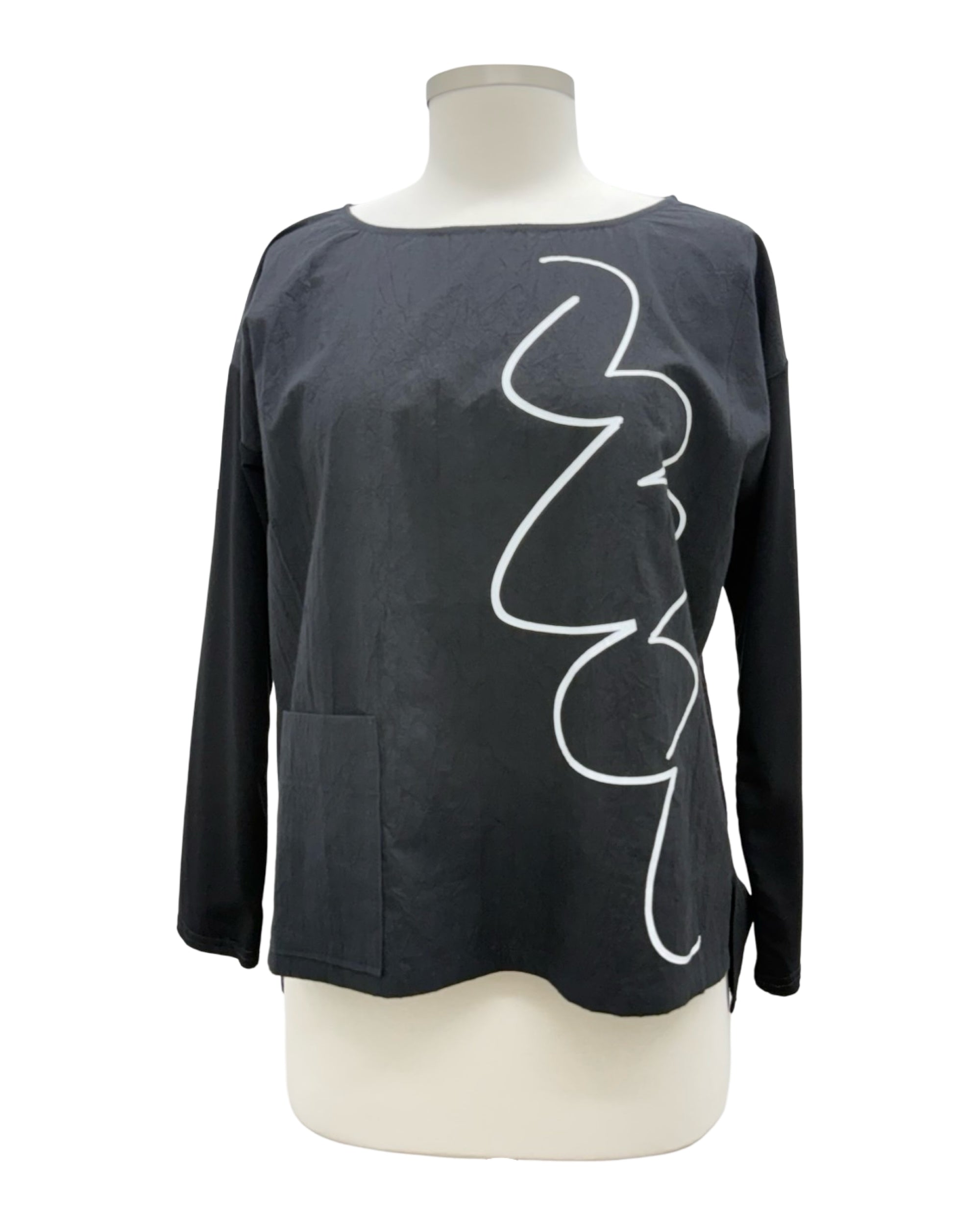Andrea Geer CROP LONG SLEEVE CRINKLE TOP