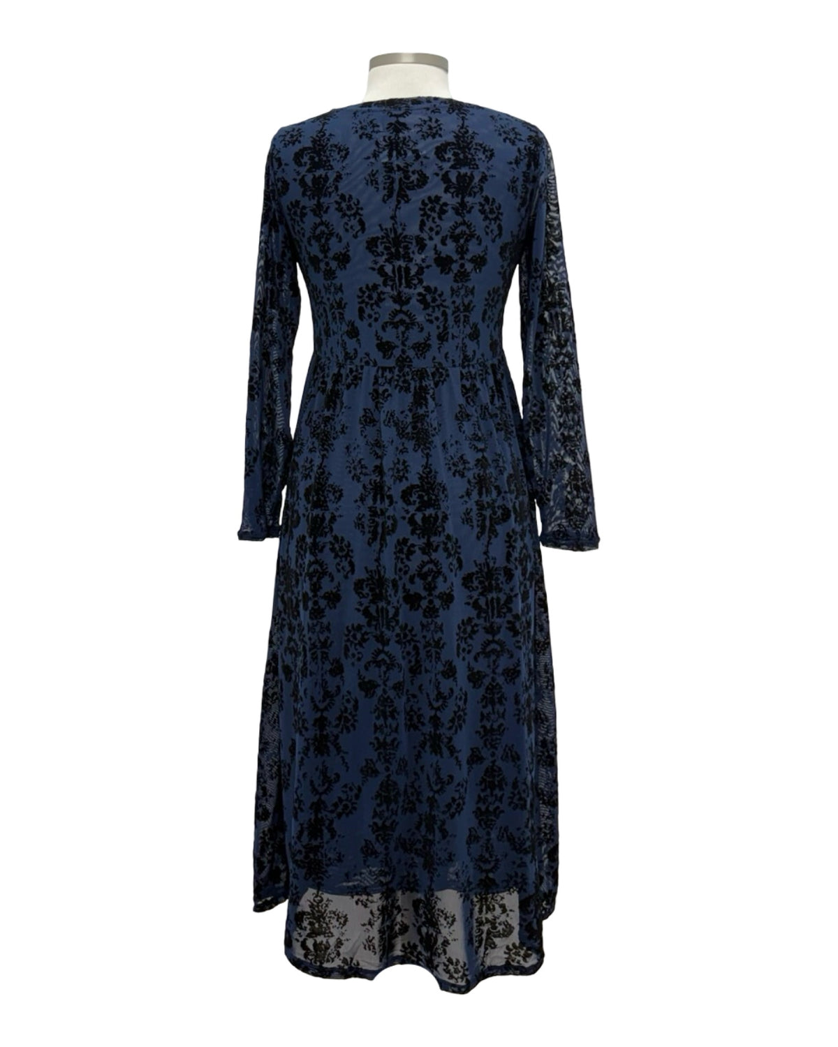 Foil MESH FLOCK LONG SLEEVE DRESS