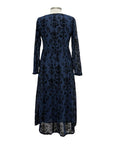 Foil MESH FLOCK LONG SLEEVE DRESS