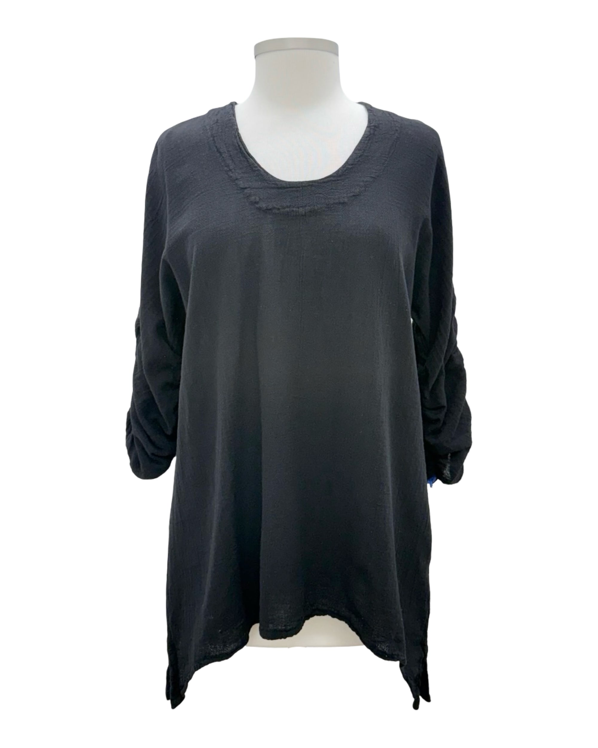 Oh My Gauze SCOOP RUSCH SLEEVE TOP ARTY