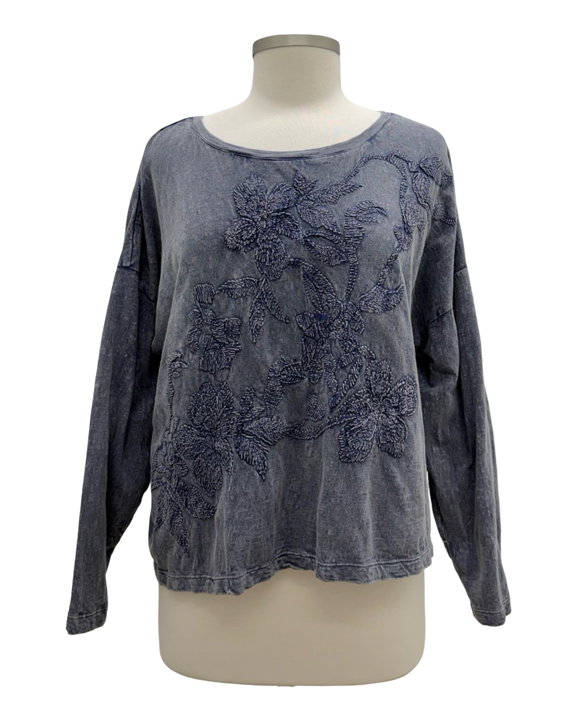 Krista Larson CROP EMBROIDERED GARDEN TEE