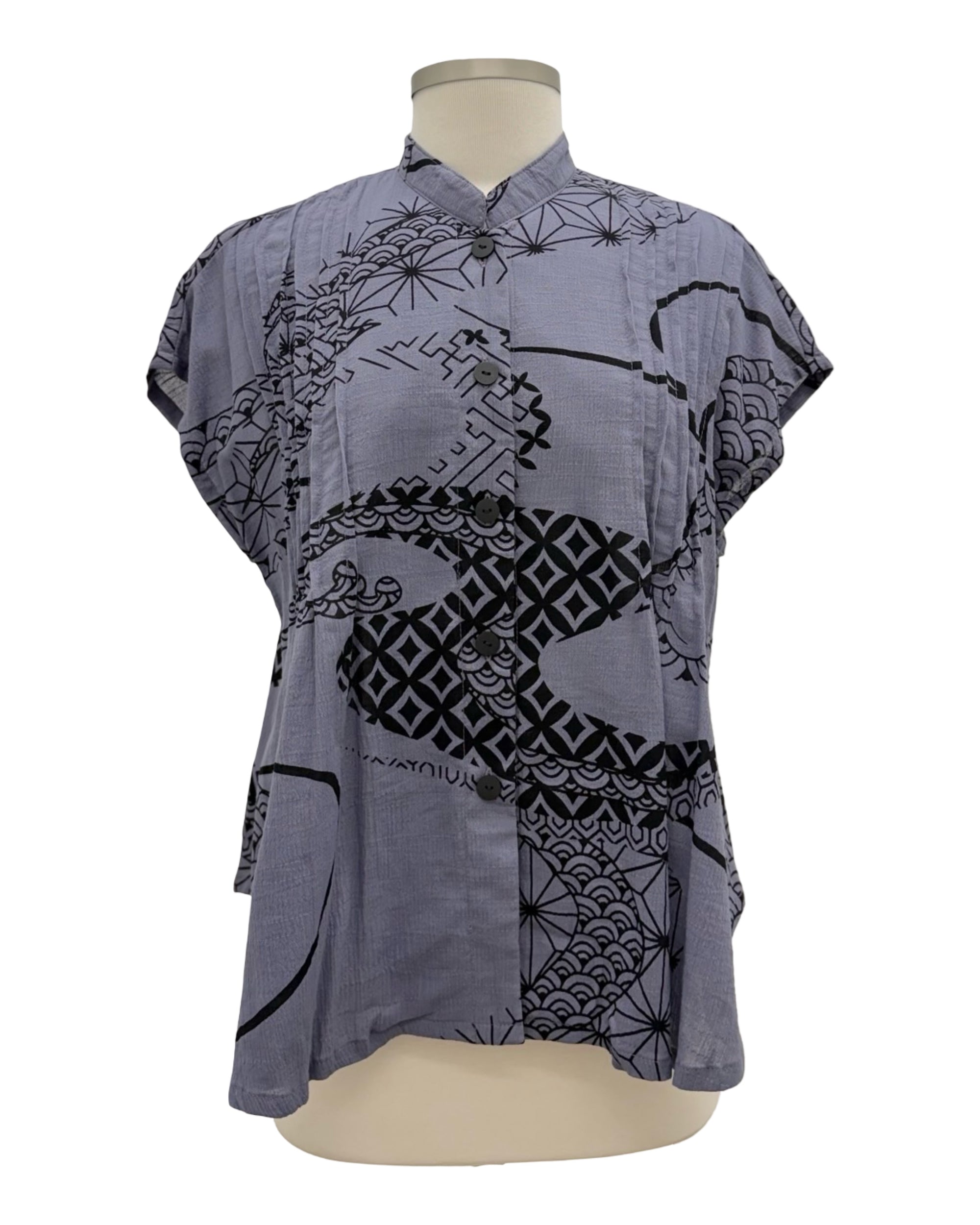 Yasuko CAP SLEEVE PINTUCK BLOUSE