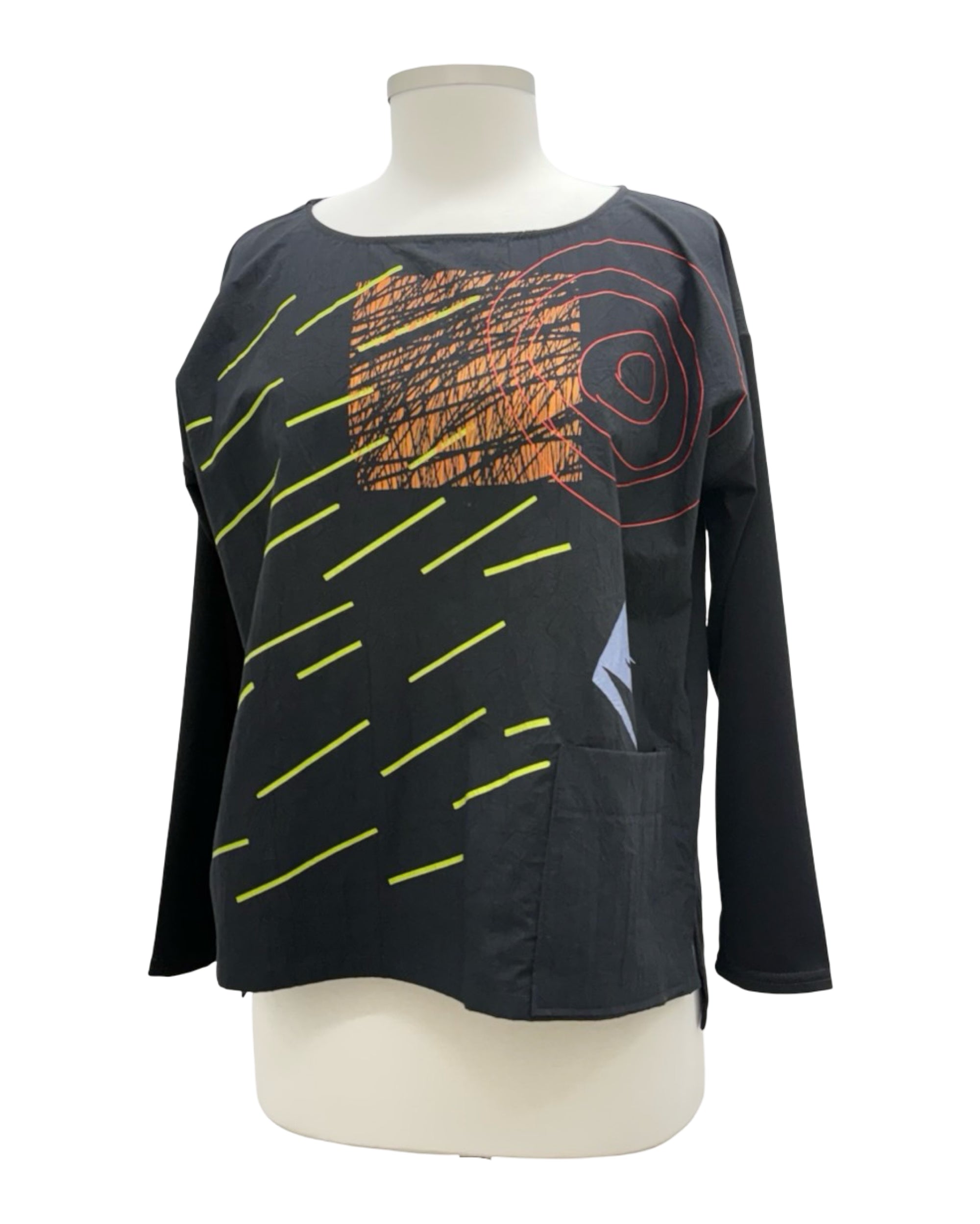 Andrea Geer CROP LONG SLEEVE CRINKLE TOP