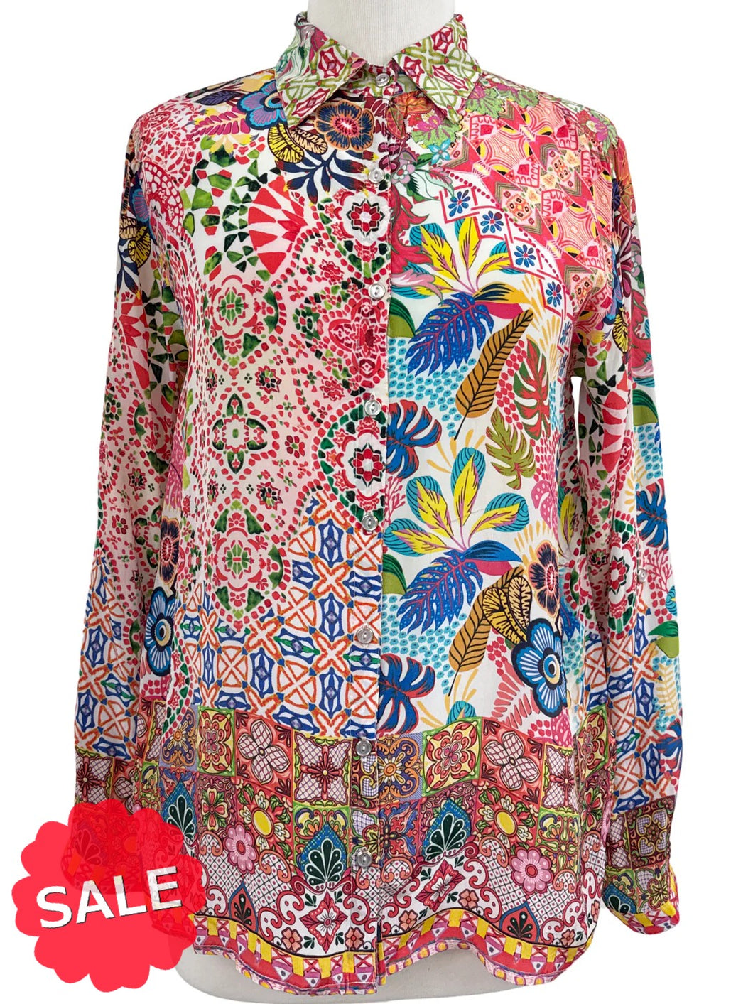 Shana MULTI COLOR SILK BLOUSE - Originally $99 🔵