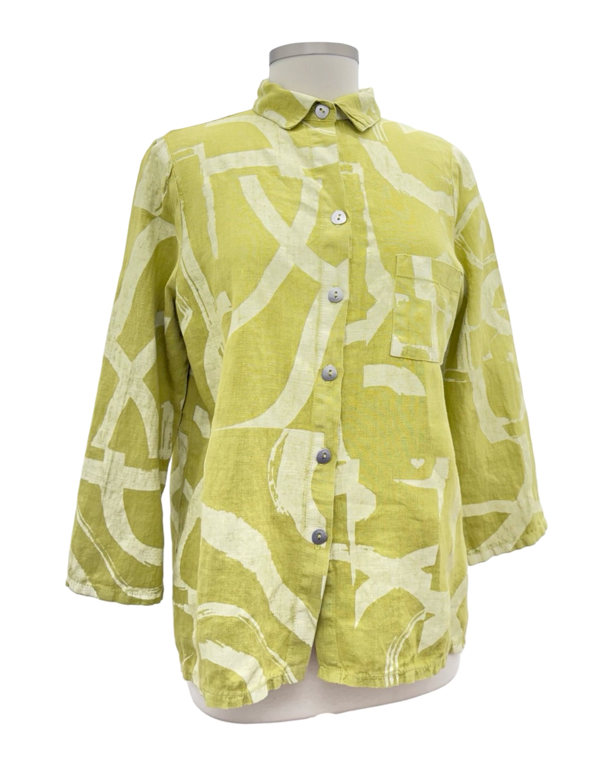 Fenini LONG SLEEVE PRINT LINEN SHIRT
