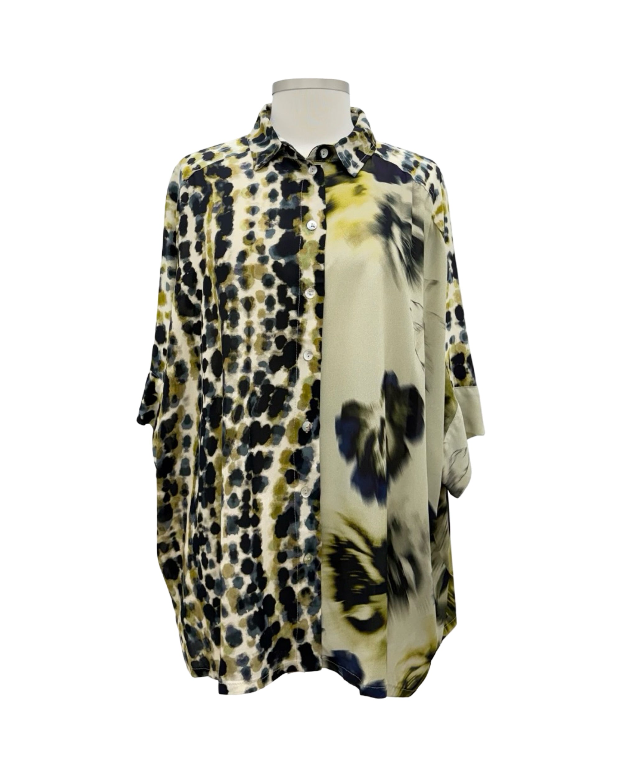 Alembika SHORT SLEEVE MULTI PRINT BLOUSE