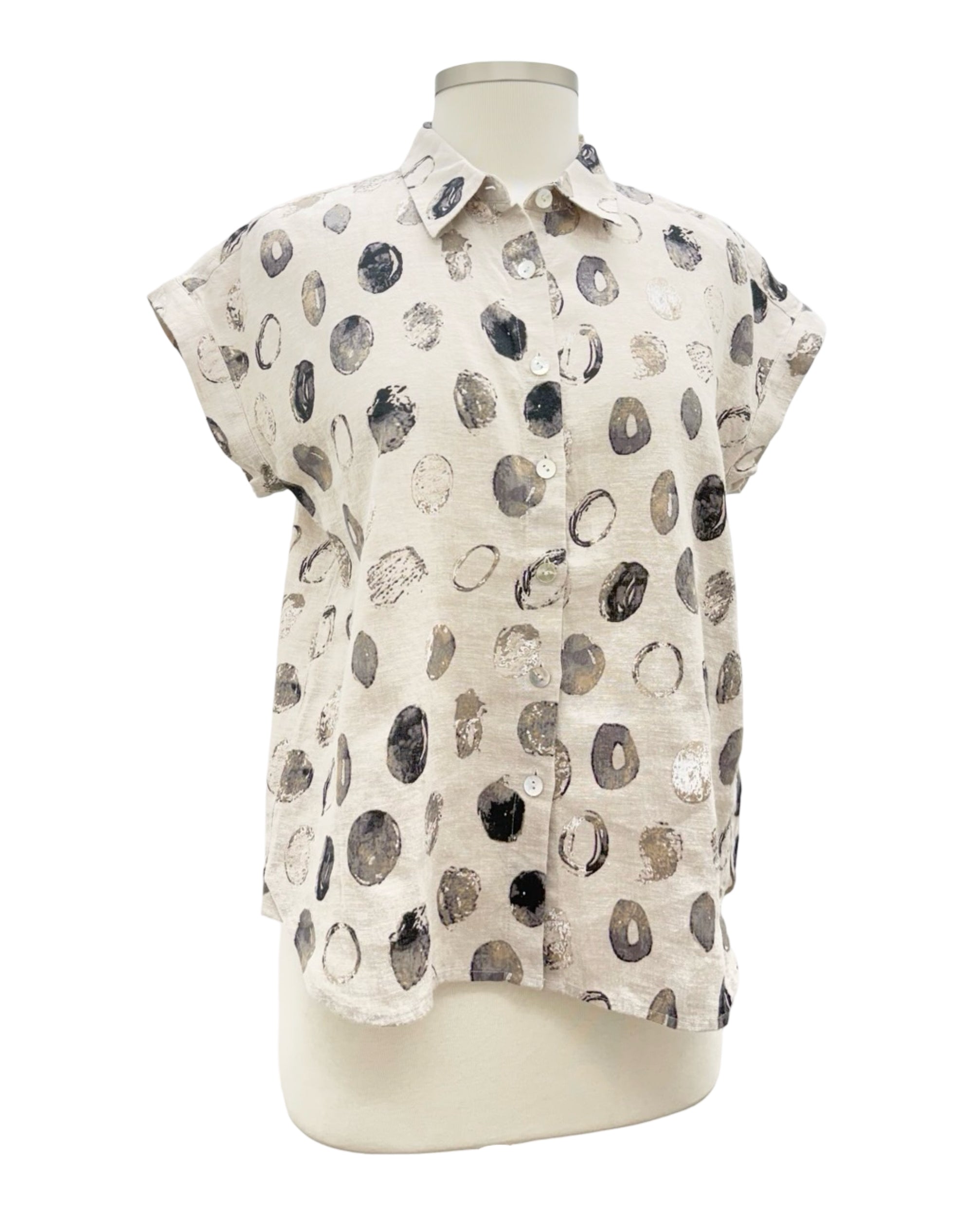 Habitat CAP SLEEVE DOT SHIRT LINEN
