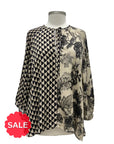 Alembika LONG SLEEVE MIX PRINT BLOUSE - Originally $299