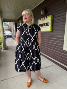 Handprint Dream COLLAR CAP SLEEVE DRESS