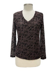 Foil MESH FLOCK LONG SLEEVE V NECK TEE