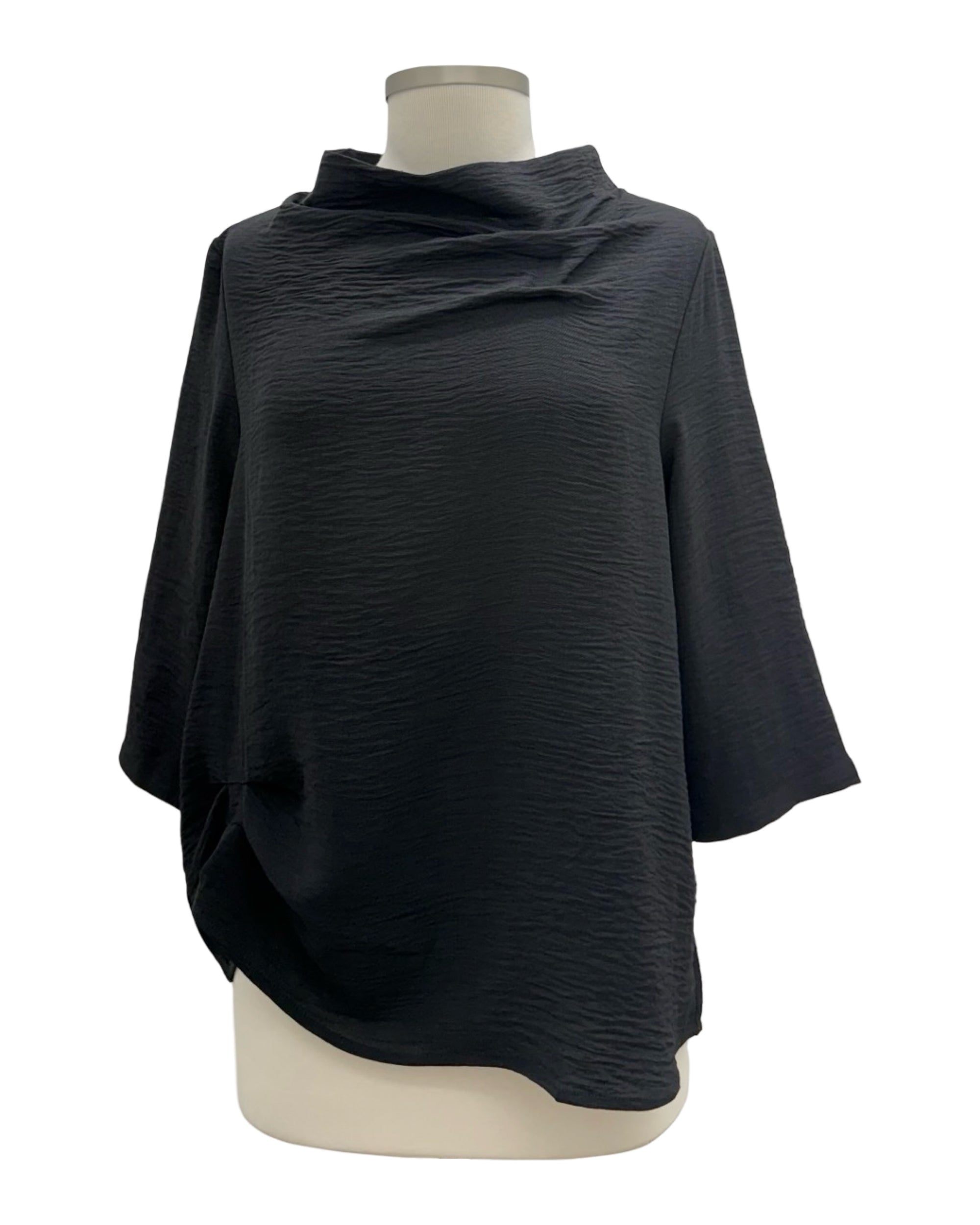 Shana RUSCHED NECK BLOUSE 3/4 SLEEVE