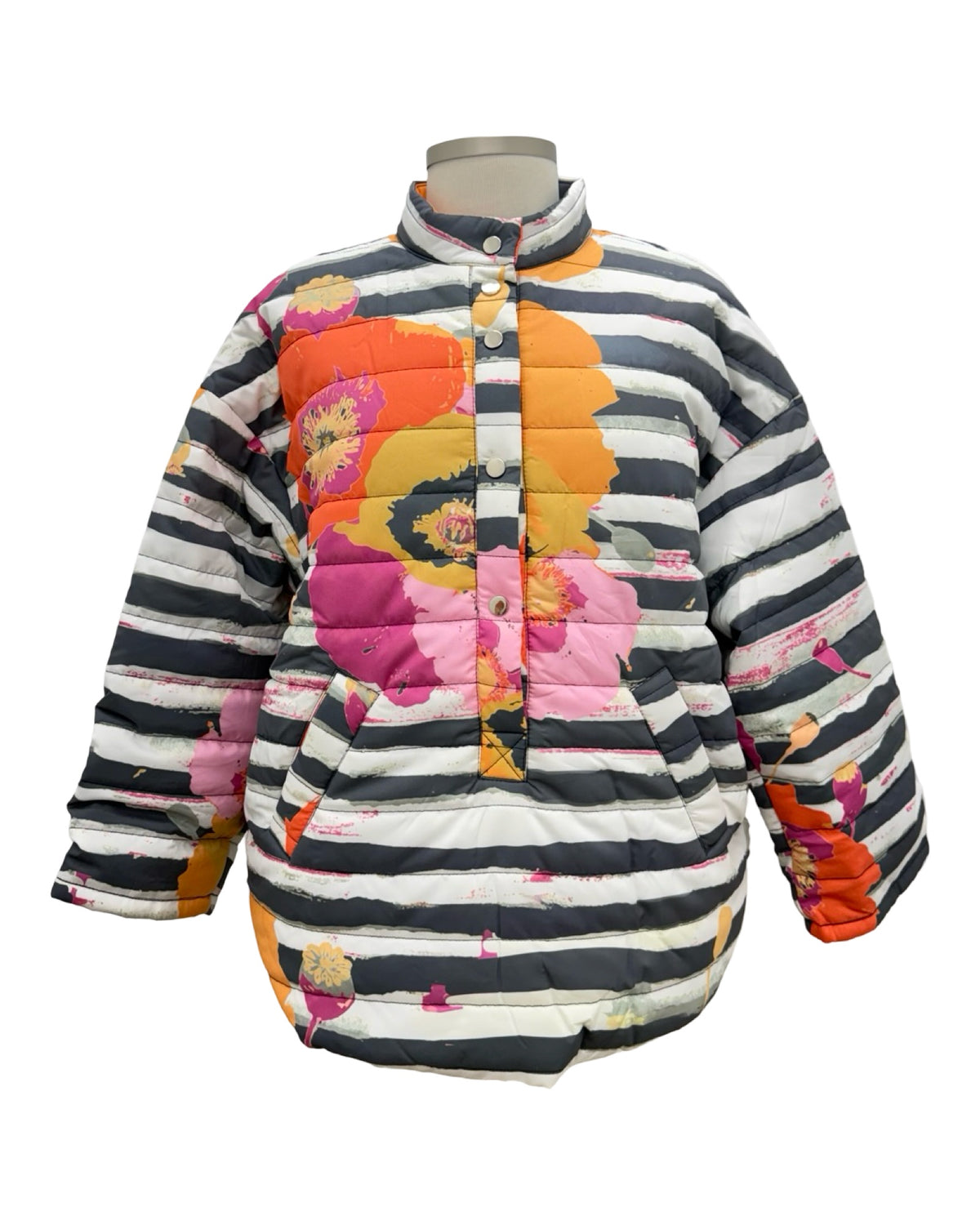 Shana PULLOVER PUFFER JACKET STRIPE
