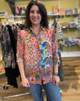 Shana MULTI COLOR SILK BLOUSE - Originally $99 🔵