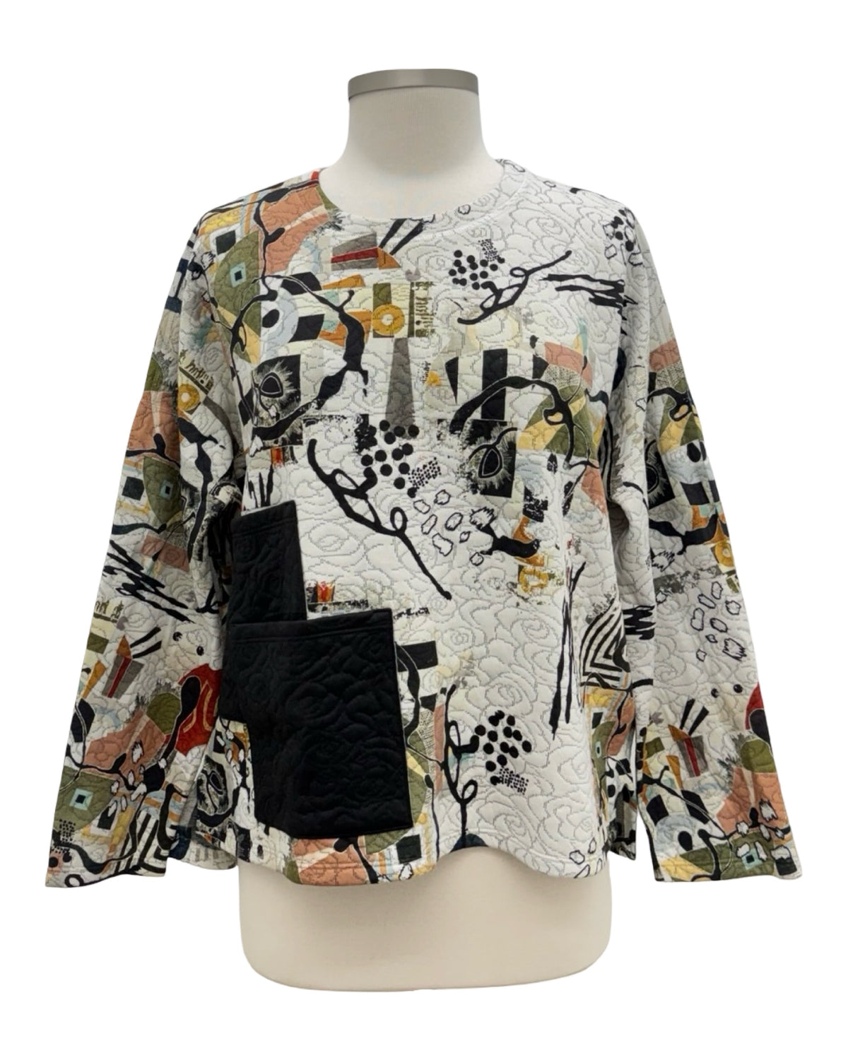 Inoah CREW POCKET QUILT TOP JOELLE PRINT