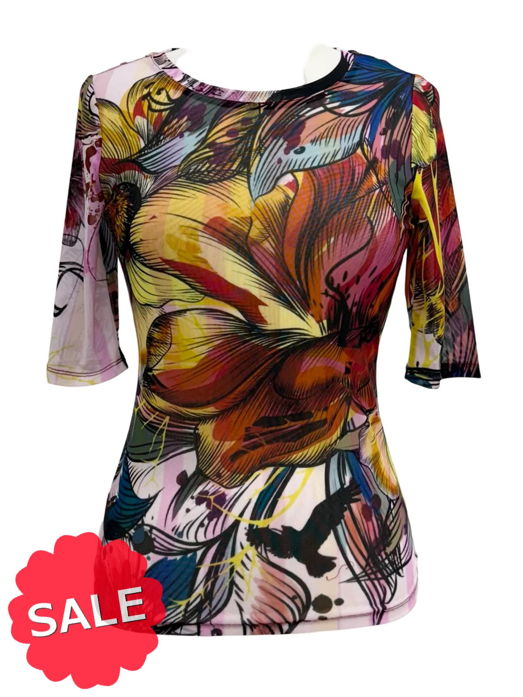 APNY FLORAL PRINT MESH TOP - Originally $89