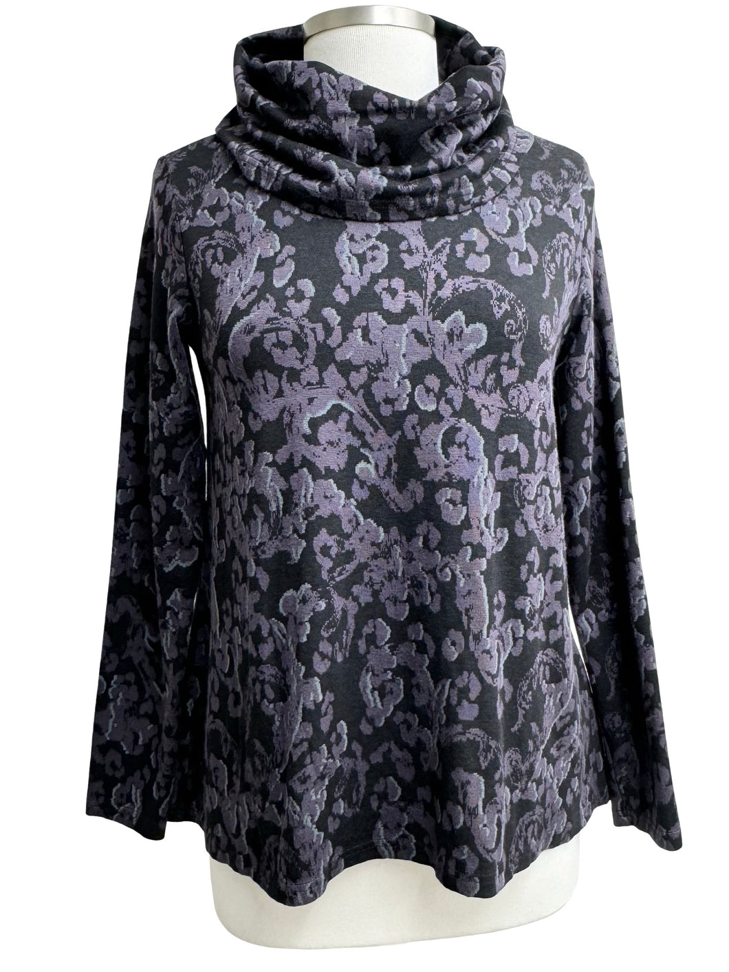 Cut Loose FLORAL JACQUARD COWL NECK TOP