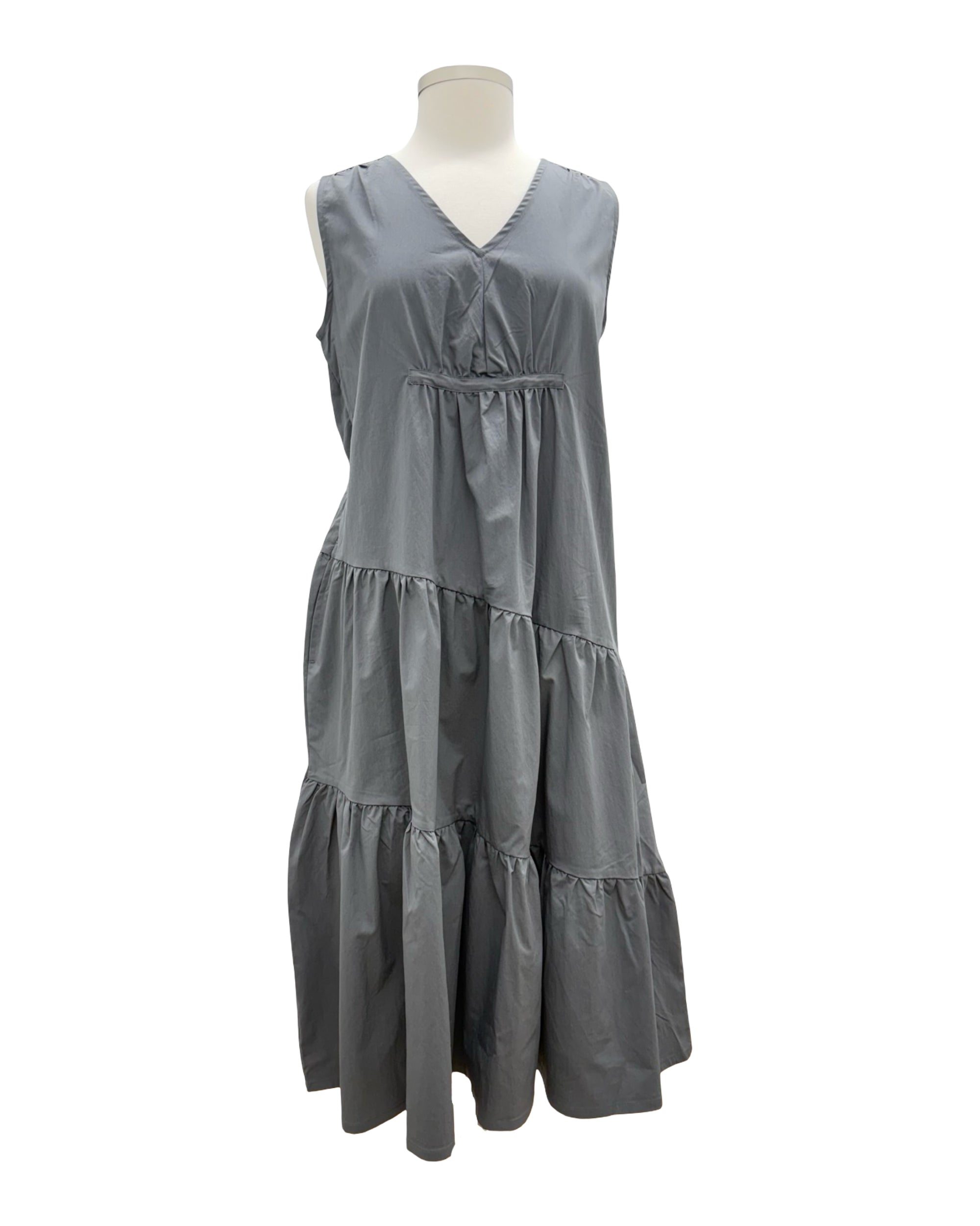 Foil V NECK LONG TANK SEAM DRESS