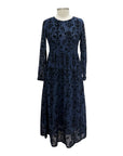 Foil MESH FLOCK LONG SLEEVE DRESS